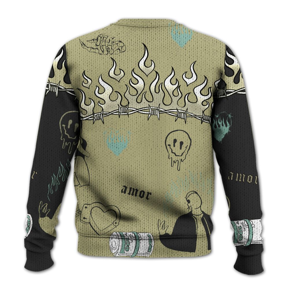 Knitted Sweater To Match Dunk Low Suede Olive Aura - Snake Trust No One