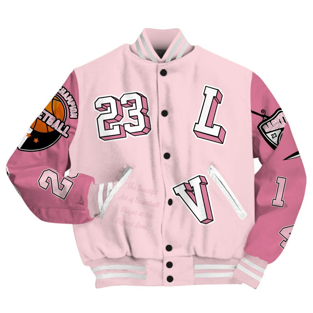 Varsity Jacket To Match GS Pearl Pink 12s - The GOAT Got Em All Over Print
