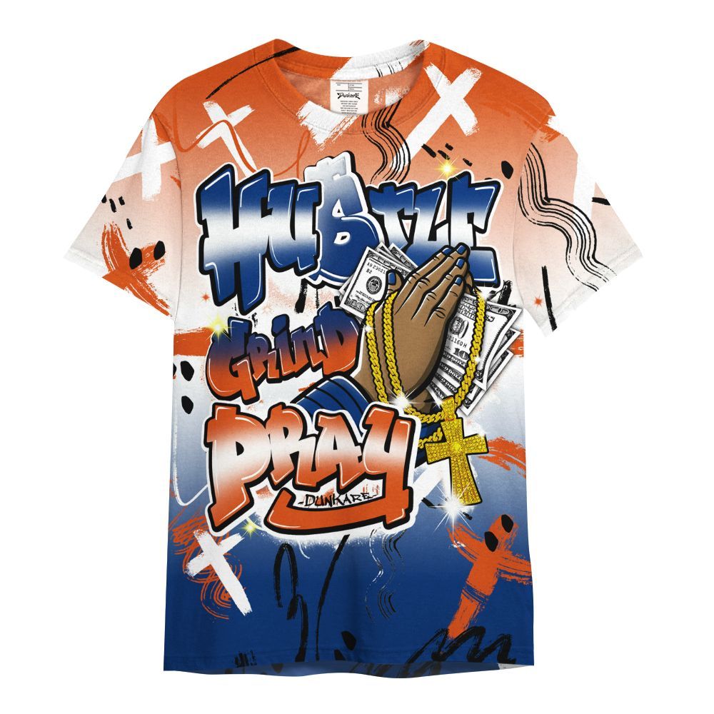 Shirt To Match Mid Knicks 1s - Money Hustle Grind Pray All Over Print