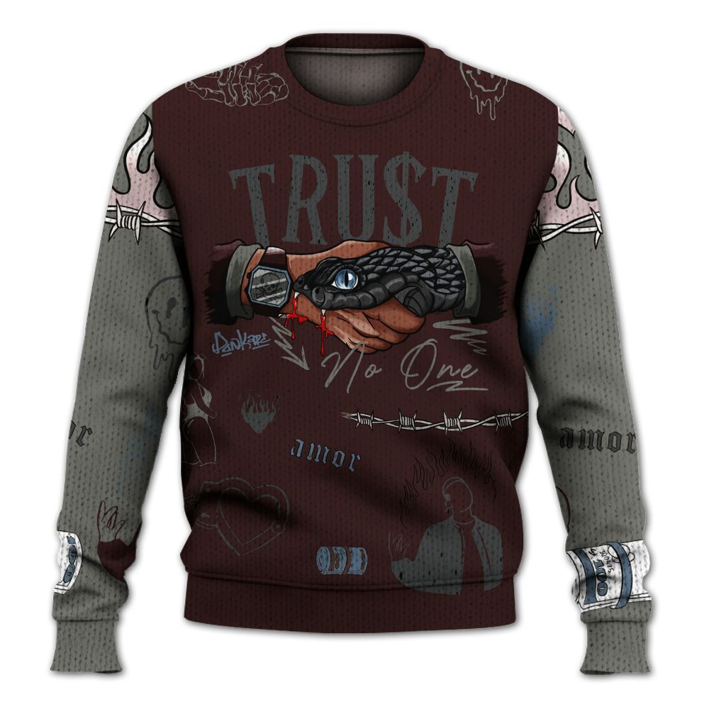 Knitted Sweater To Match Burgundy 5s - Snake Trust No One