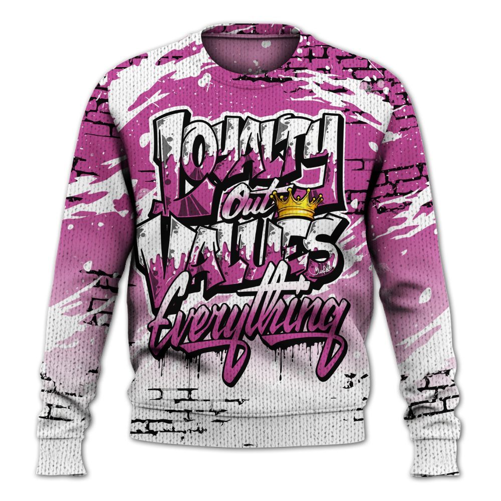 Knitted Sweater To Match Dunk Low Active Fuchsia - Values Of Loyalty Drip