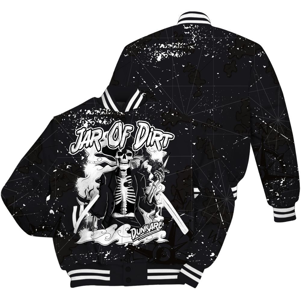 Varsity Jacket To Match White Thunder 4s - Skeleton Jar Of Dirt Retro All Over Print