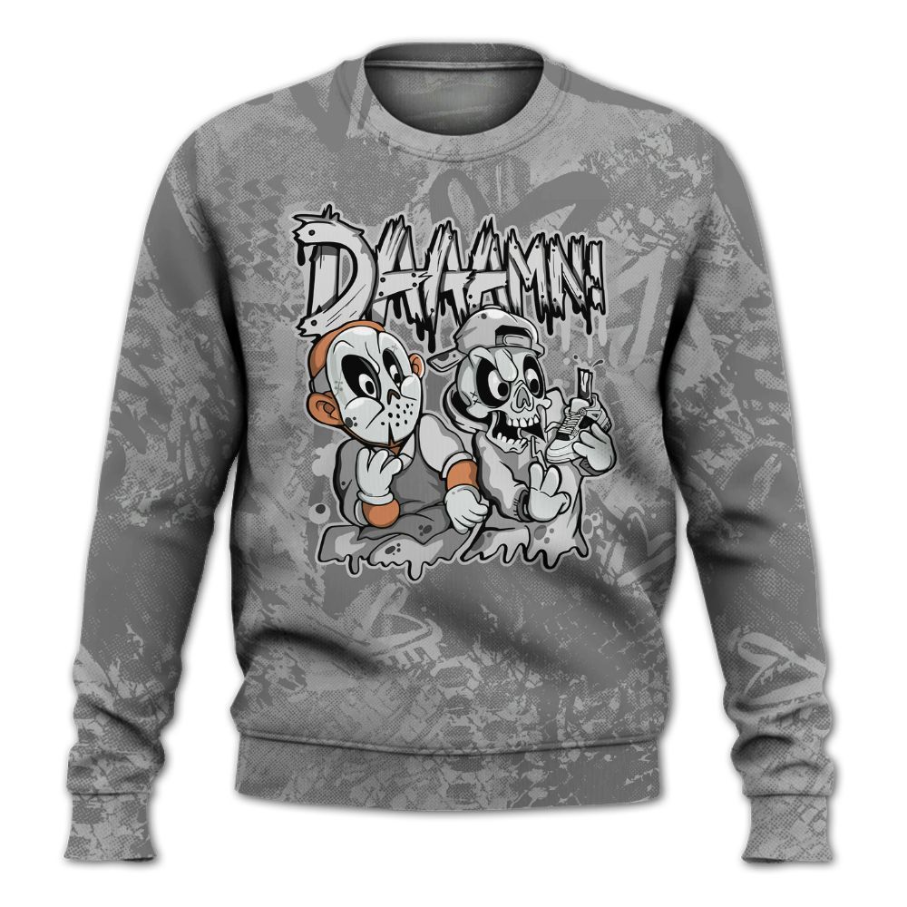 Sweatshirt To Match Black Wolf Grey 12s - Damn Shoe Graphic Heart Grunge All Over Print