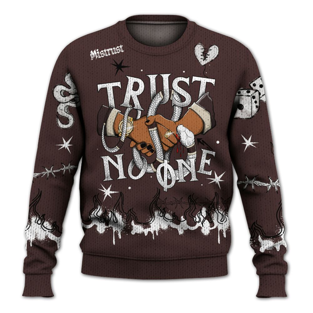 Knitted Sweater To Match Burgundy Crush 3s - Trust No One Snake-Bite Doodle Crayon