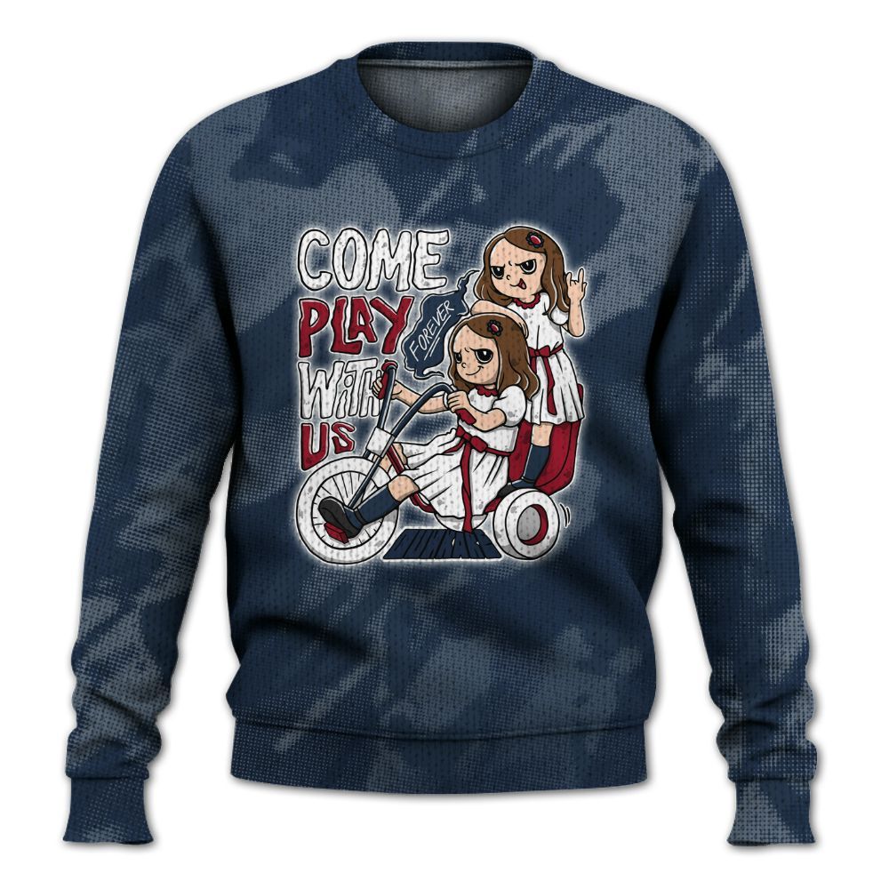 Knitted Sweater To Match White Midnight Navy 6s - Come Hangout Halloween Abstract Halftone