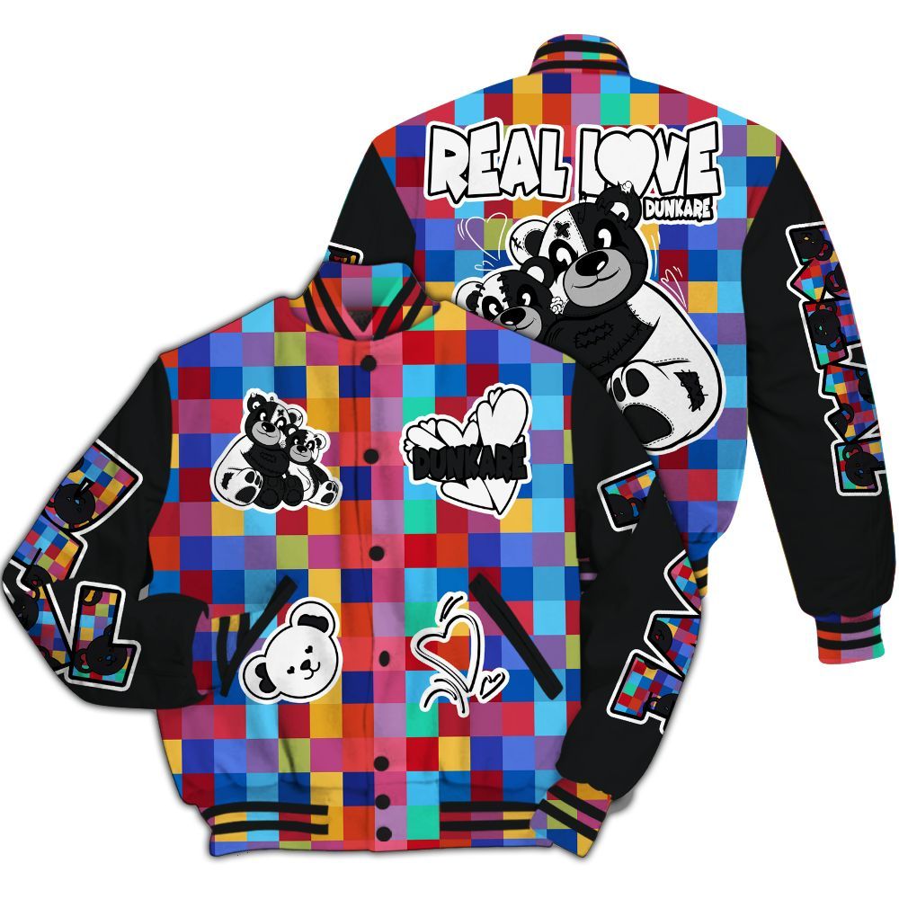 Varsity Jacket To Match Air Rainbow Weave - Sincere Fondness Bear All Over Print