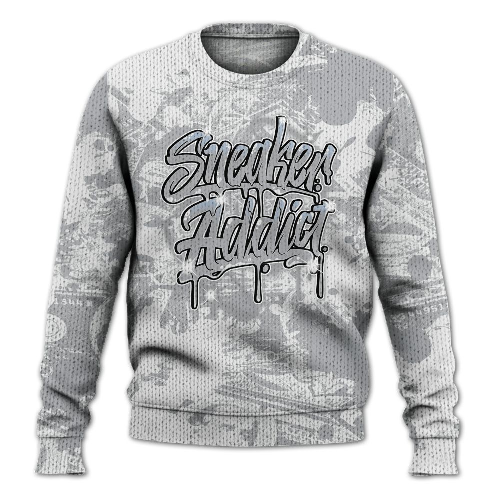Knitted Sweater To Match Low OG Wolf Grey 1s - Addiction Sneakers Graphic Street Art