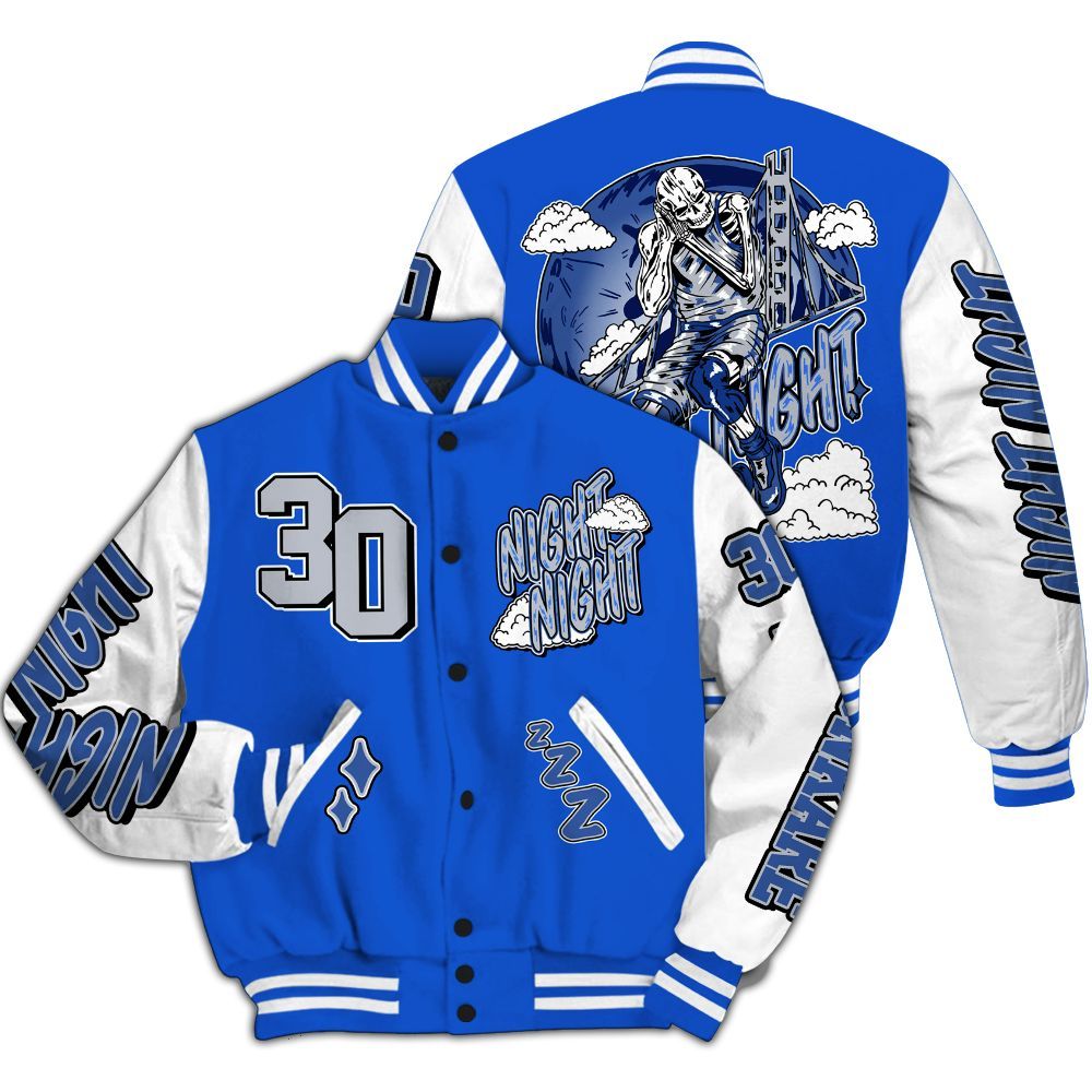 Varsity Jacket To Match Air Foamposite One Royal - Seeya Skeleton All Over Print