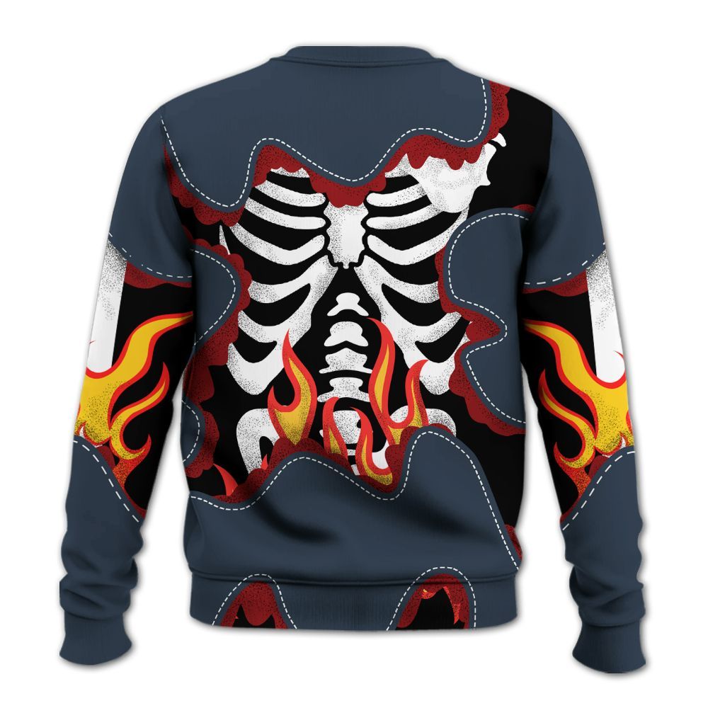 Sweatshirt To Match Retro Olympic 6s - Skeleton Burning Heart Drip All Over Print