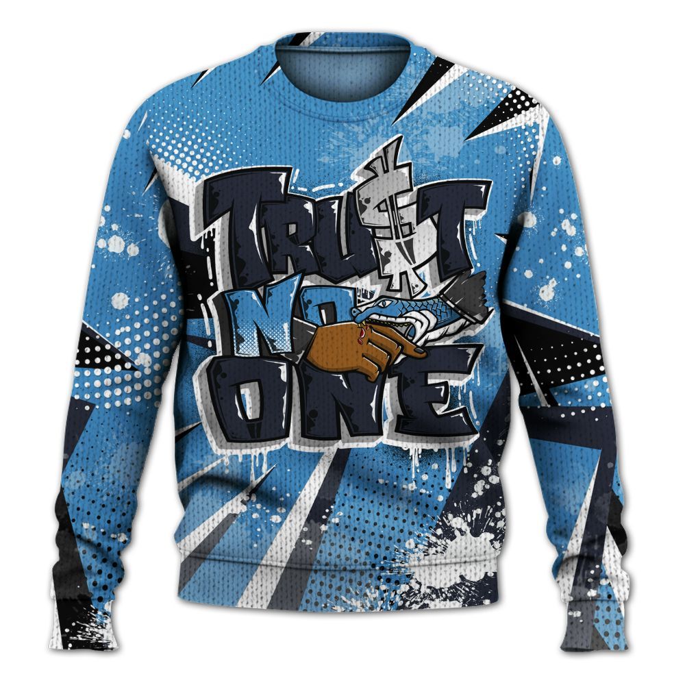 Knitted Sweater To Match Low OG Obsidian 1s - Poly Trust No One Dripping