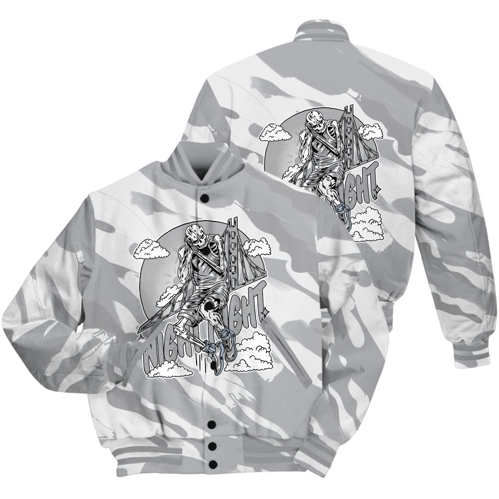 Varsity Jacket To Match Low OG Wolf Grey 1s Shirt - Seeya Skeleton Colored All Over Print