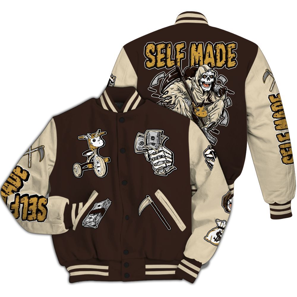 Varsity Jacket To Match 2025 Retro Earth 5s - Self Make Skeleton All Over Print