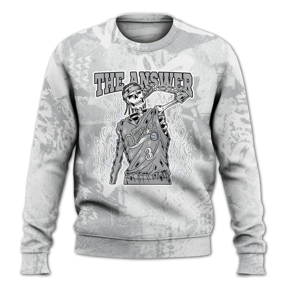 Sweatshirt To Match Low OG Wolf Grey 1s - Allen Answer Skeleton Heart All Over Print