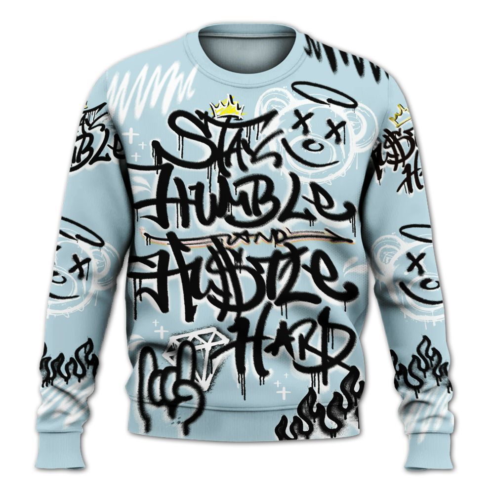 Sweatshirt To Match Mid Ice Blue 1s - Humble Drip Streetwear Graffity All Over Print