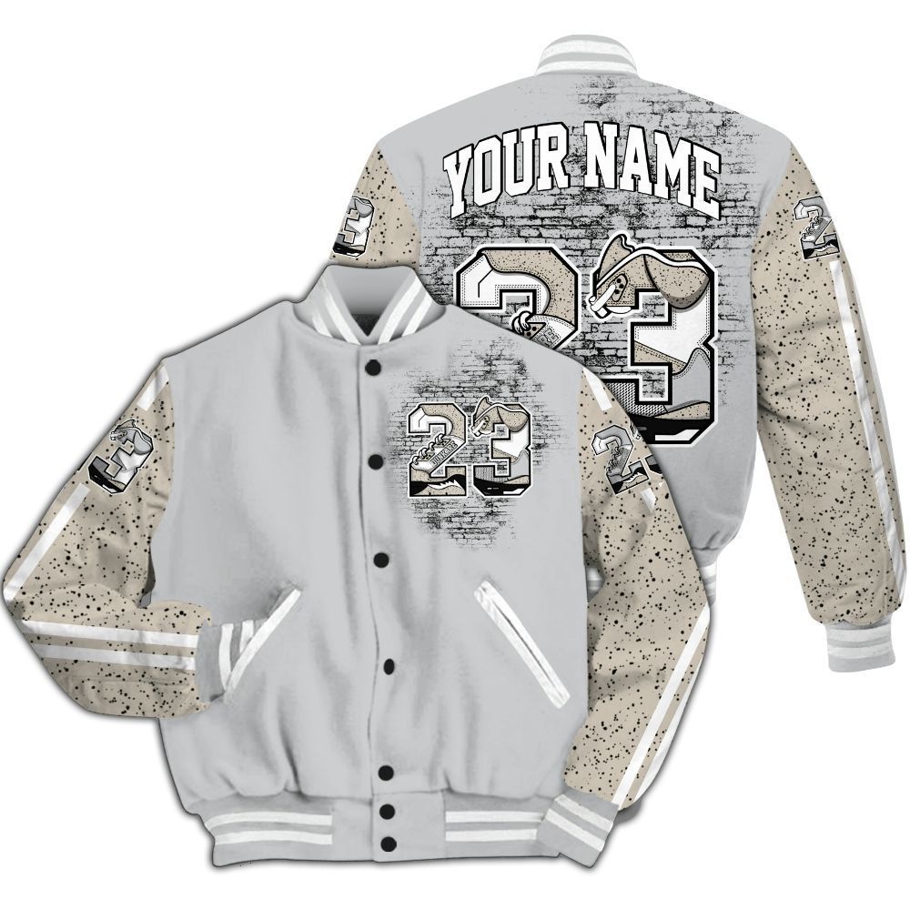 Varsity Jacket To Match Metallic Silver 2024 5s - Custom Name Number 23 5s All Over Print
