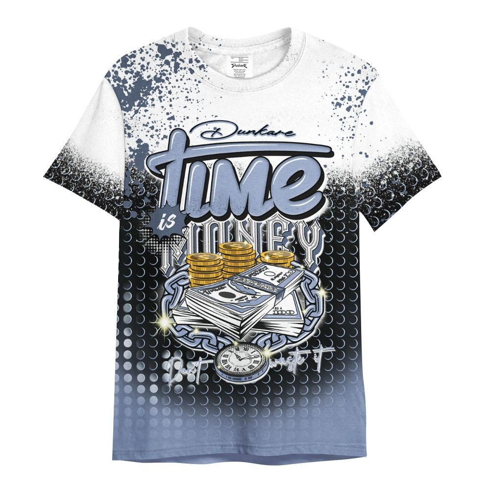 Shirt To Match Retro Blue Grey 13s - Halftone Time Is Money All Over Print