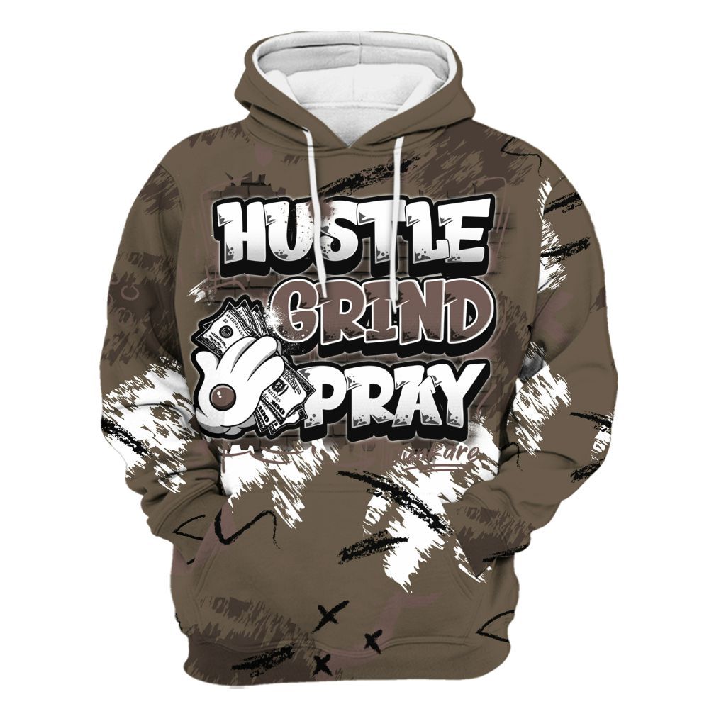 Hoodie To Match AMM Dark Mocha 4s - Hustle Grind Pray Graphic Street Style All Over Print