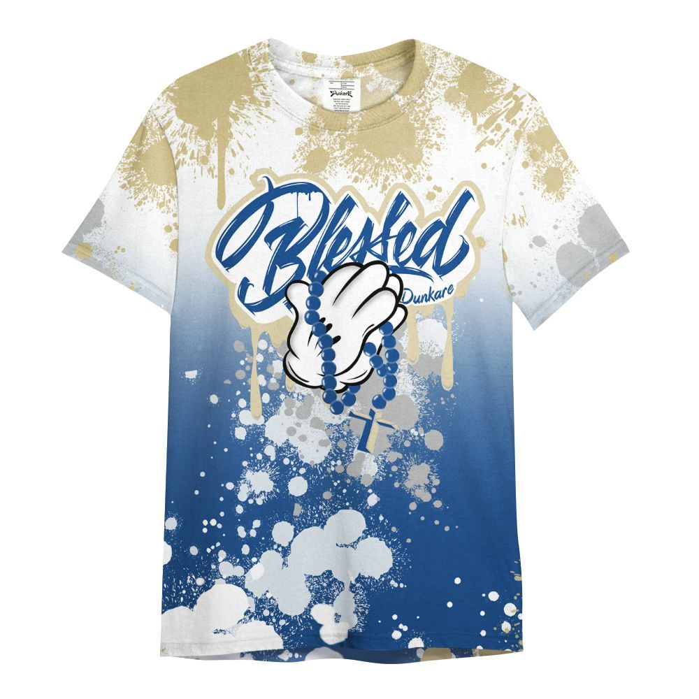 Shirt To Match Air Ship Royal Blue - God Blessed Ink Drip All Over Print