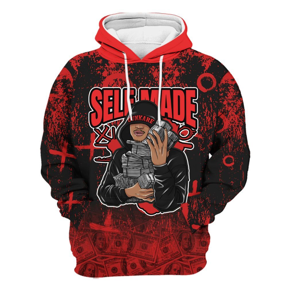 Hoodie To Match Red Thunder 4s - Selfmade Unique Drip All Over Print