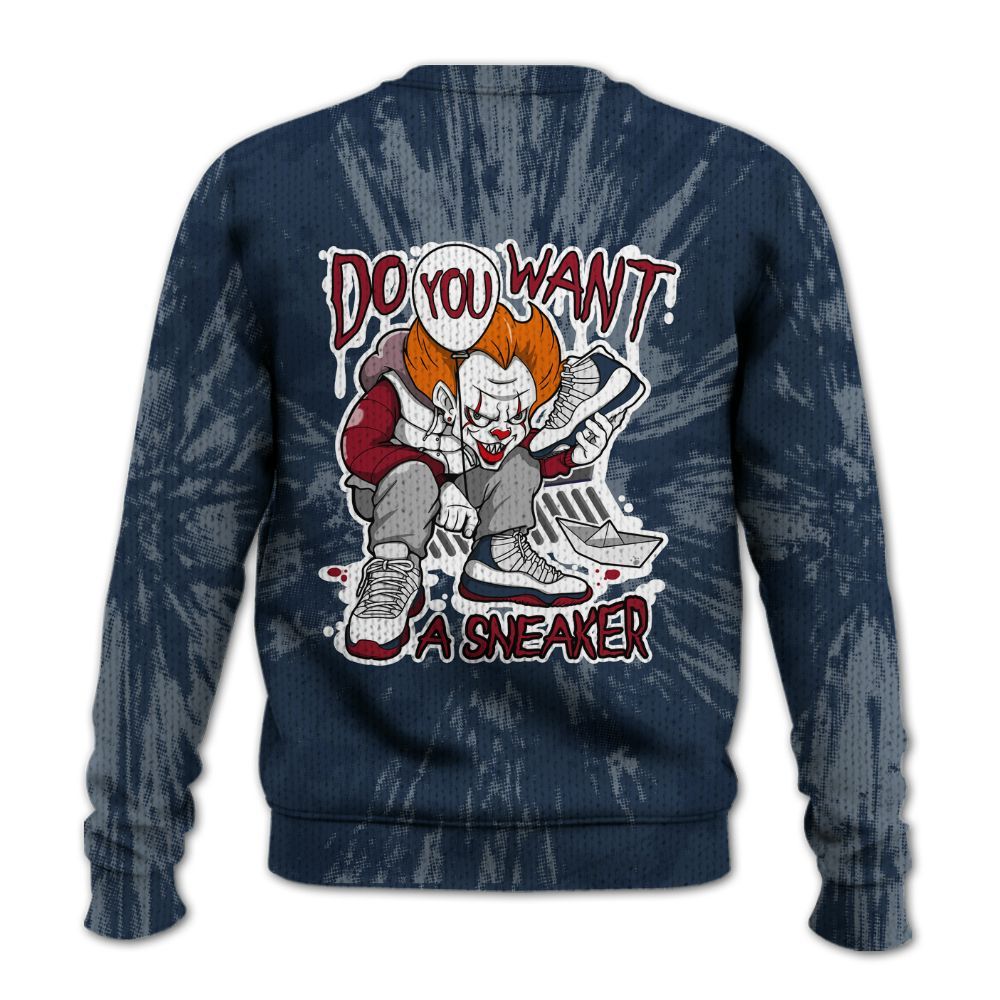 Knitted Sweater To Match White Midnight Navy 6s - Clown Scary Sneakers Graphic Halloween