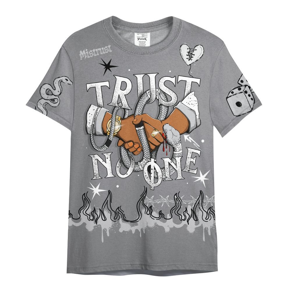 Shirt To Match Retro Wolf Grey 5s - Trust No One Snake-Bite Doodle Crayon All Over Print