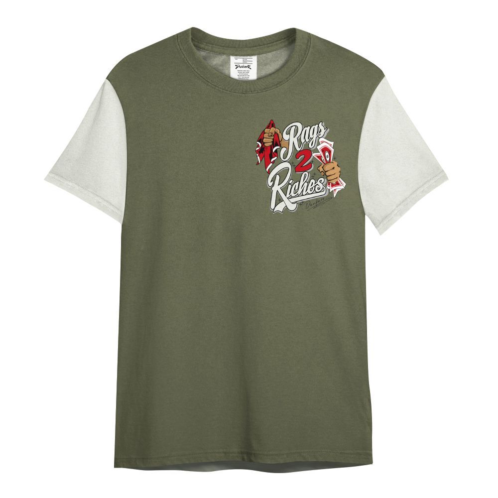 Shirt To Match Low OG Medium Olive 1s Varsity Jacket, Custom Name Rag 2 Riches All Over Print