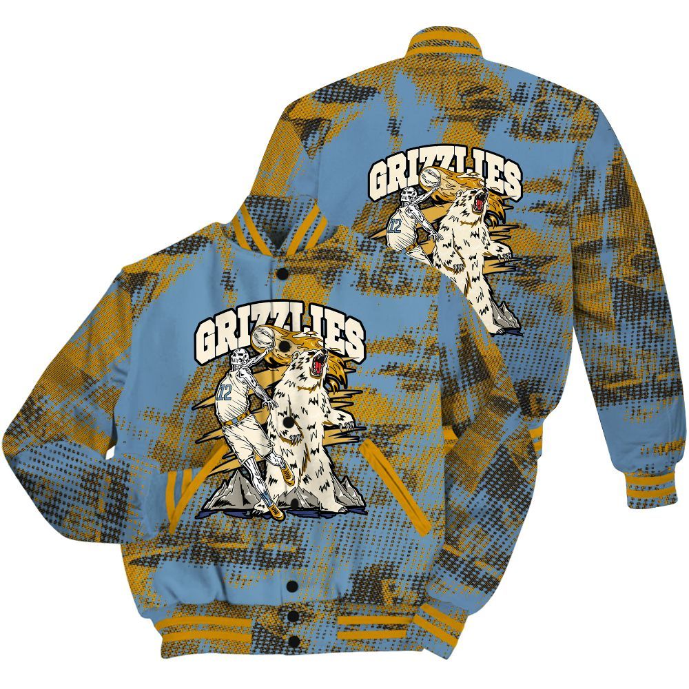Varsity Jacket To Match High OG First In Flight 1s Shirt - Grizzly Bear Skeleton Brown Sugar All Over Print