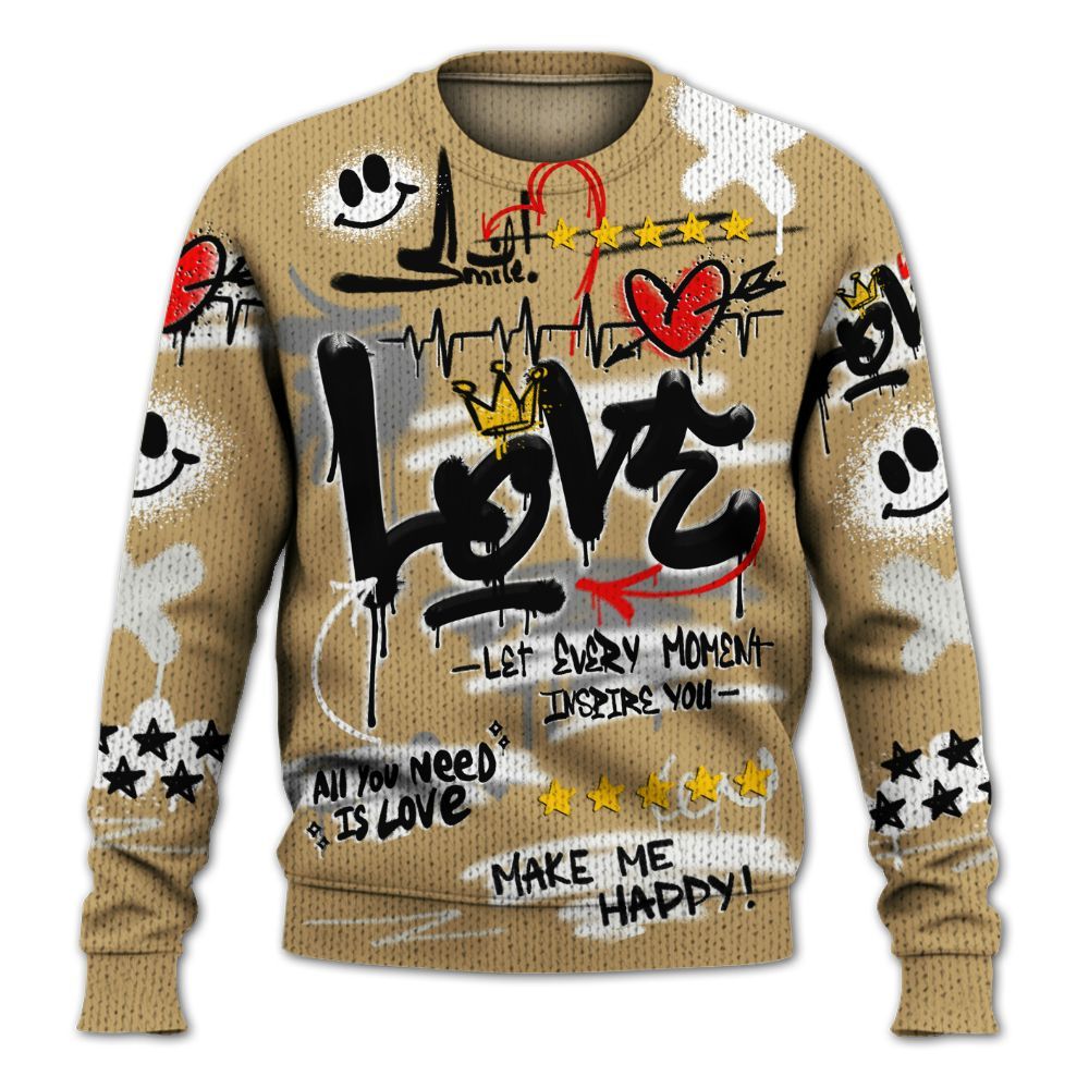 Knitted Sweater To Match Black LD 1000 - Happy Love Beats Graffiti Streetwear