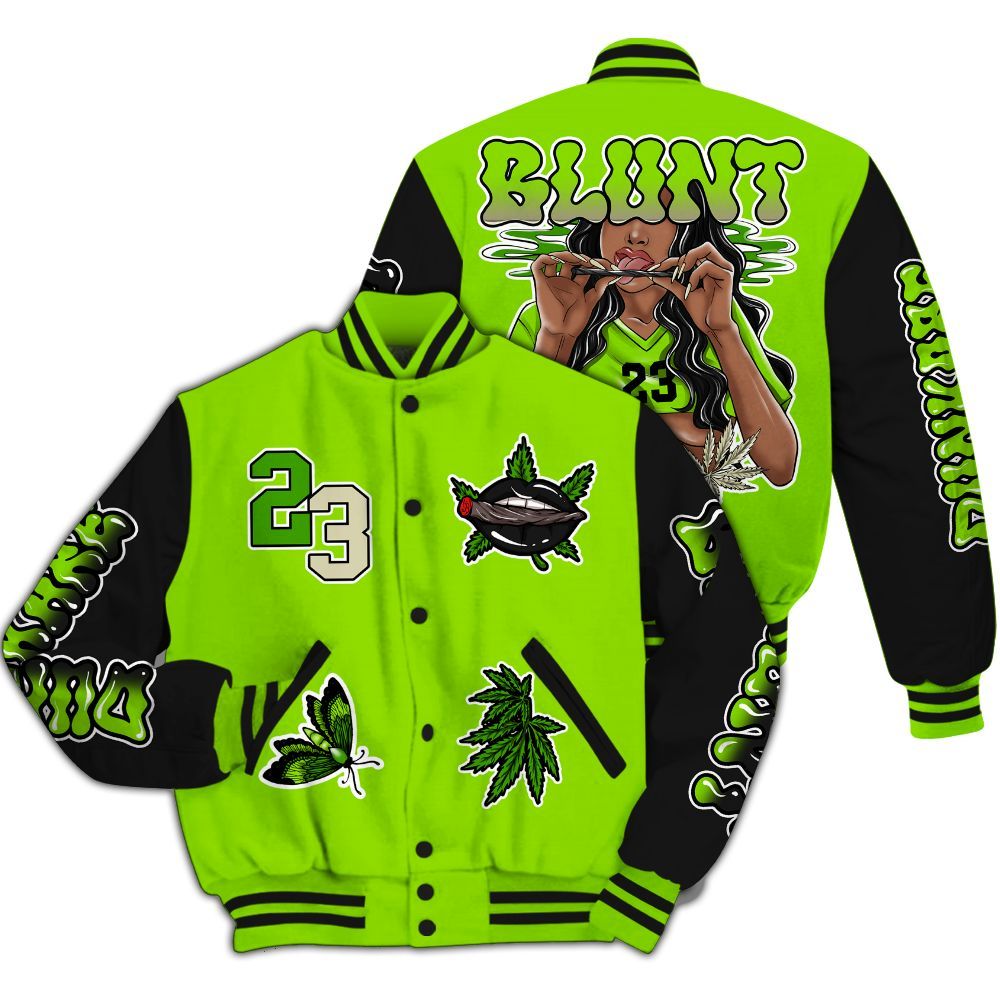 Varsity Jacket To Match Electric Green 6s - Bluntz Unique All Over Print