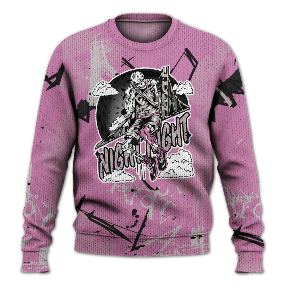 Knitted Sweater To Match Neutral Grey Black White Orchid 4s - Seeya Skeleton Messyz