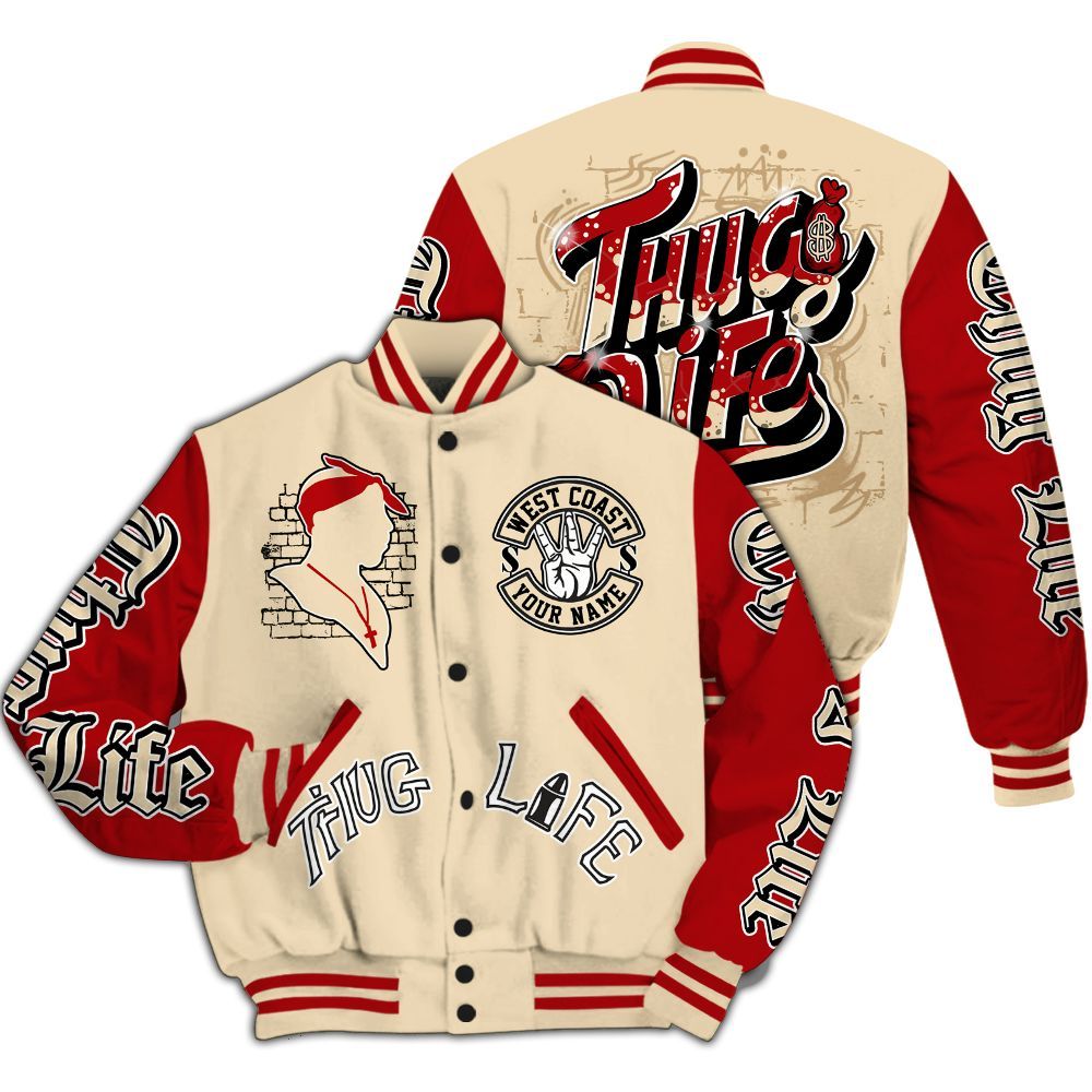 Varsity Jacket To Match Dunk Low Strawberry Waffle - Free Thug Living Custom Name Baseball Varsity Jacket All Over Print