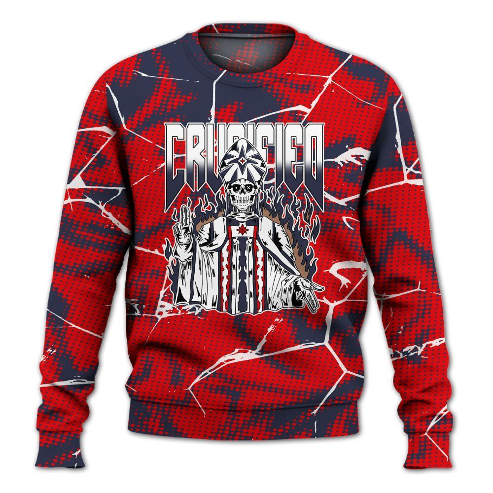 Sweatshirt To Match Low OG Howard Bison 1s - Crucified Skeleton Crack All Over Print