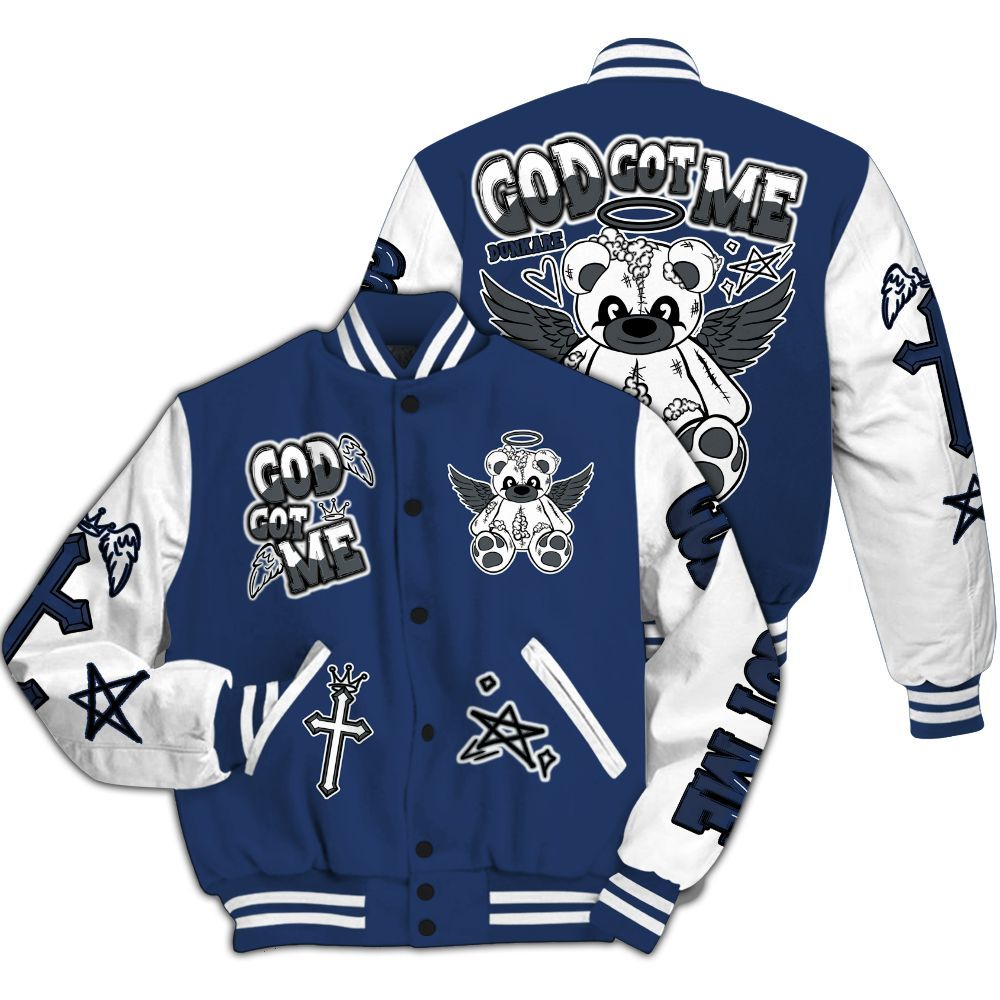 Varsity Jacket To Match Retro Flint 13s - Gods Guides Me Bear All Over Print