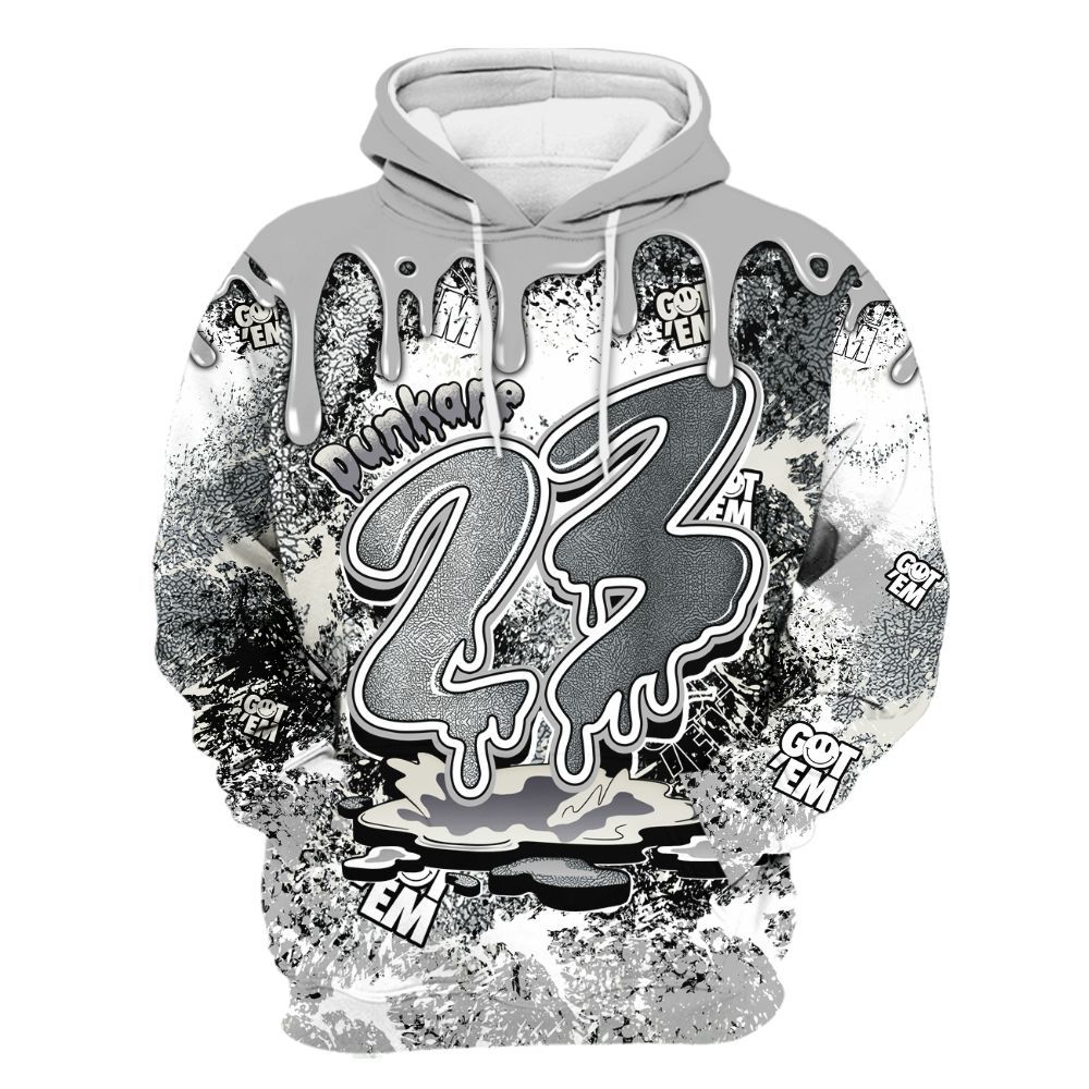 Hoodie To Match Cement Grey Silver 3s - Dripping 23 Drip All Over Print