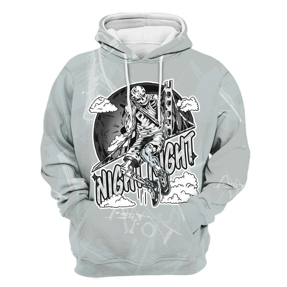 Hoodie To Match Black Wolf Grey 12s - Seeya Skeleton Messyz All Over Print