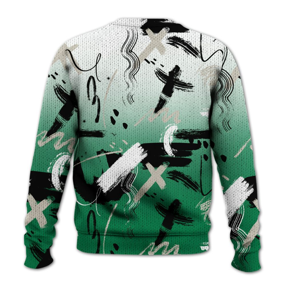 Knitted Sweater To Match Lucky Green 2s - Money Hustle Grind Pray