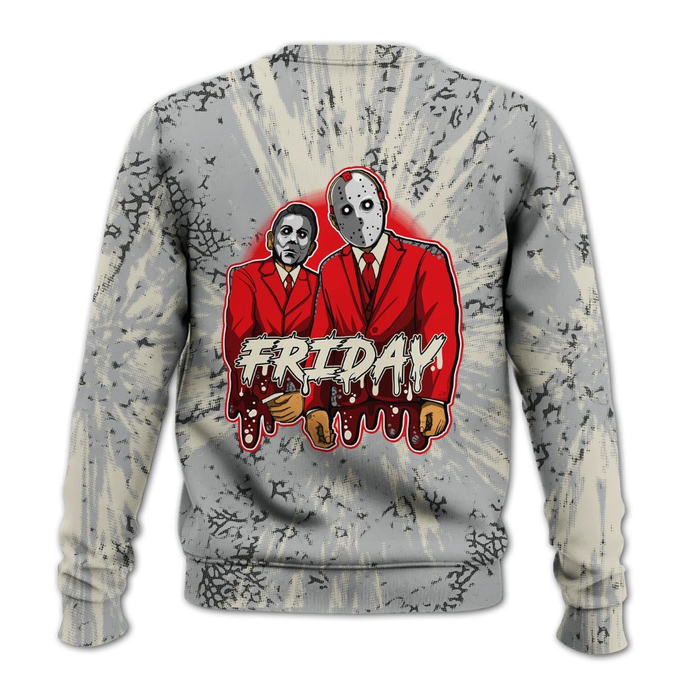 Sweatshirt To Match Cement Grey 3s - Friday Halloween Graphic Luxury All Over Print