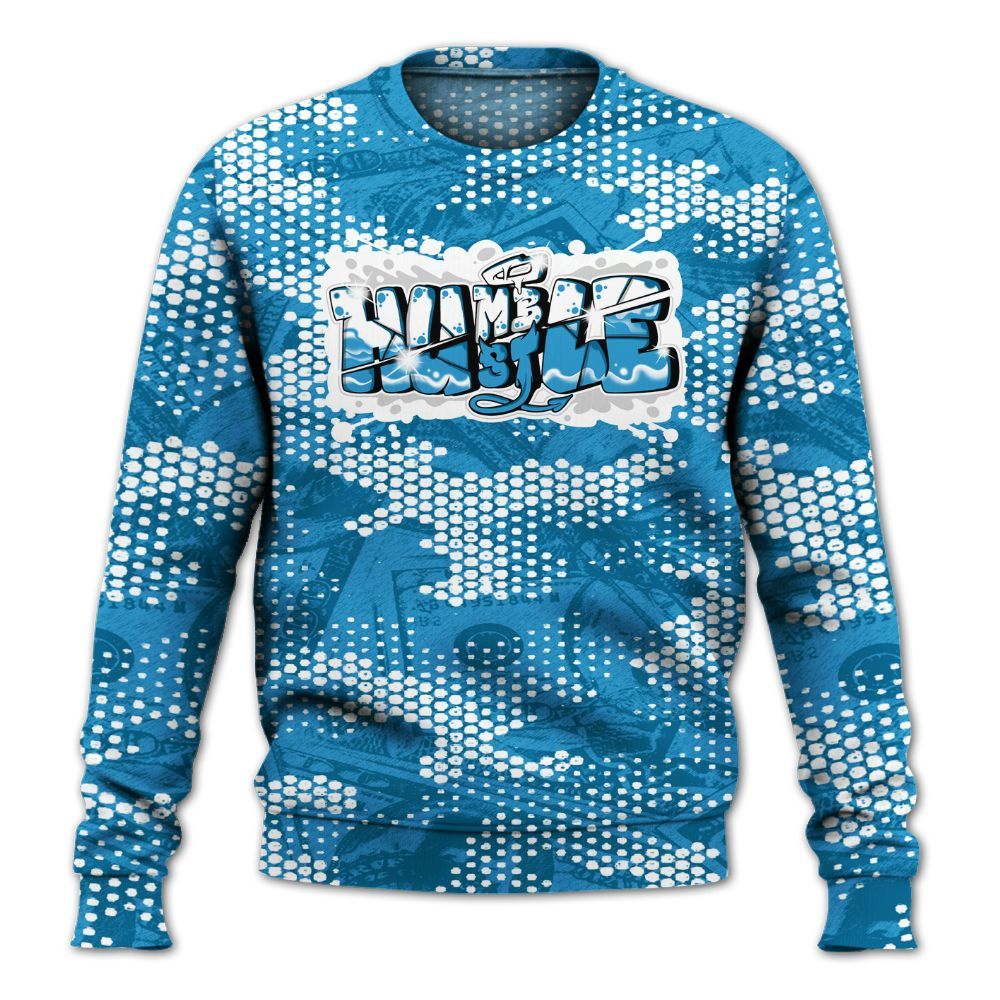 Sweatshirt To Match Powder Blue 9s - Humbled Hustles Graphic Banknotes All Over Print