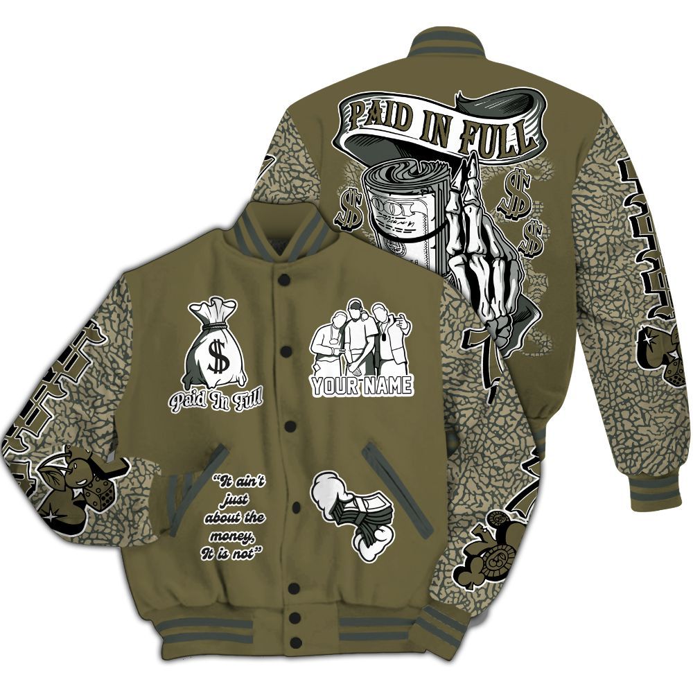 Varsity Jacket To Match Retro Family Affair 3s - Paid In Full Baseball Varsity Jacket Custom Name All Over Print