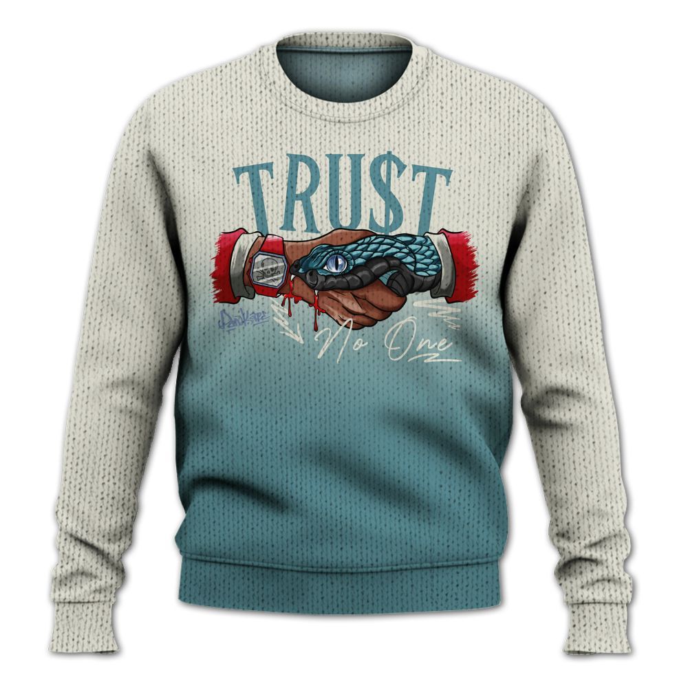 Knitted Sweater To Match Dunk Low Denim Turquoise Royal - Snake Trust No One Drip