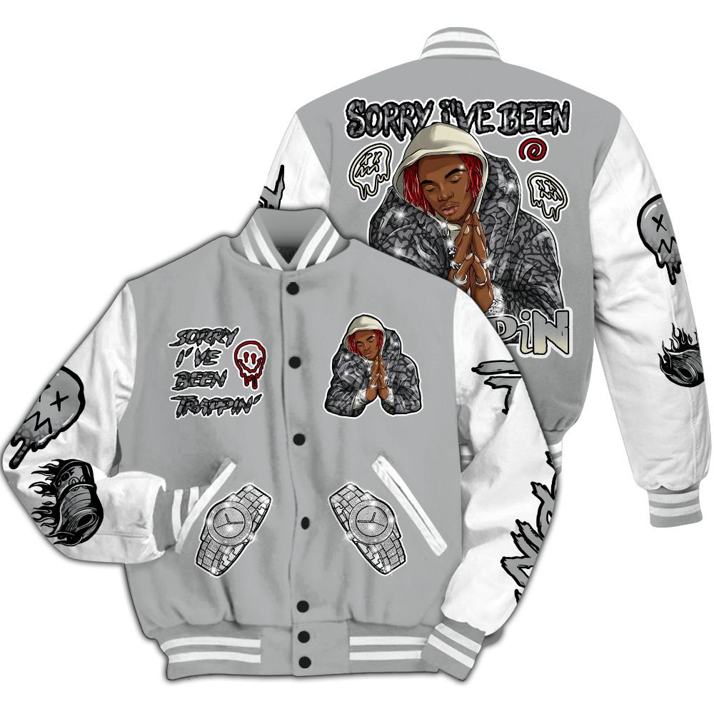 Varsity Jacket To Match Cement Grey 3s - Trappin' Unique All Over Print