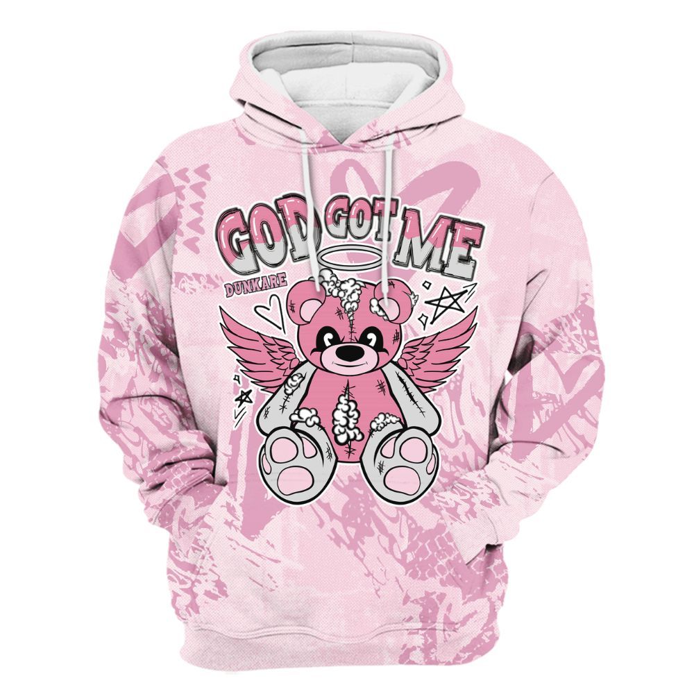 Hoodie To Match Orchid 4s - Gods Guides Me Bear Heart Grunge All Over Print