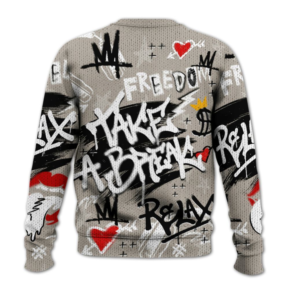 Knitted Sweater To Match Low OG Phantom 1s - Take Break Freedom Graffiti Streetwear