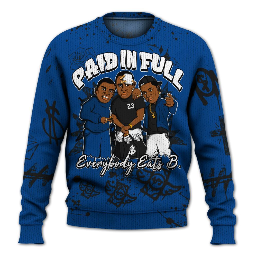 Knitted Sweater To Match Low 85 Royal 1s - Everybody Paid In Full Crayon