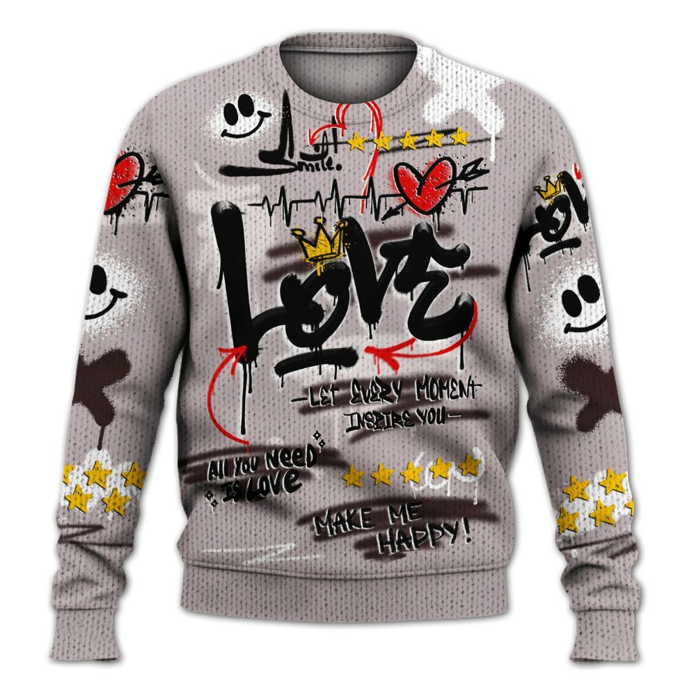 Sweater To Match AMM Air Smokey Mauve 6s - Happy Love Beats Graffiti Streetwear Graphic