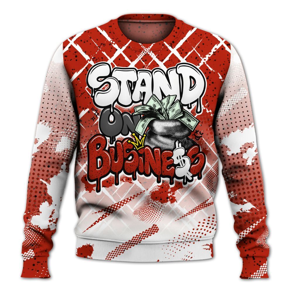 Sweatshirt To Match Red Cement 4s - Halftone Stand Business Dripping All Over Print
