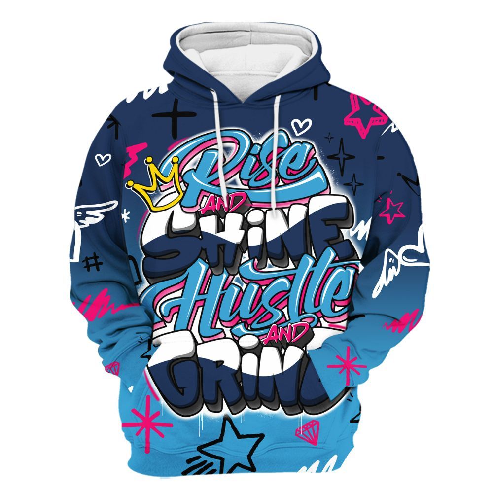 Hoodie To Match Air Max 180 University Blue - Rise Shine Hustle Grind All Over Print