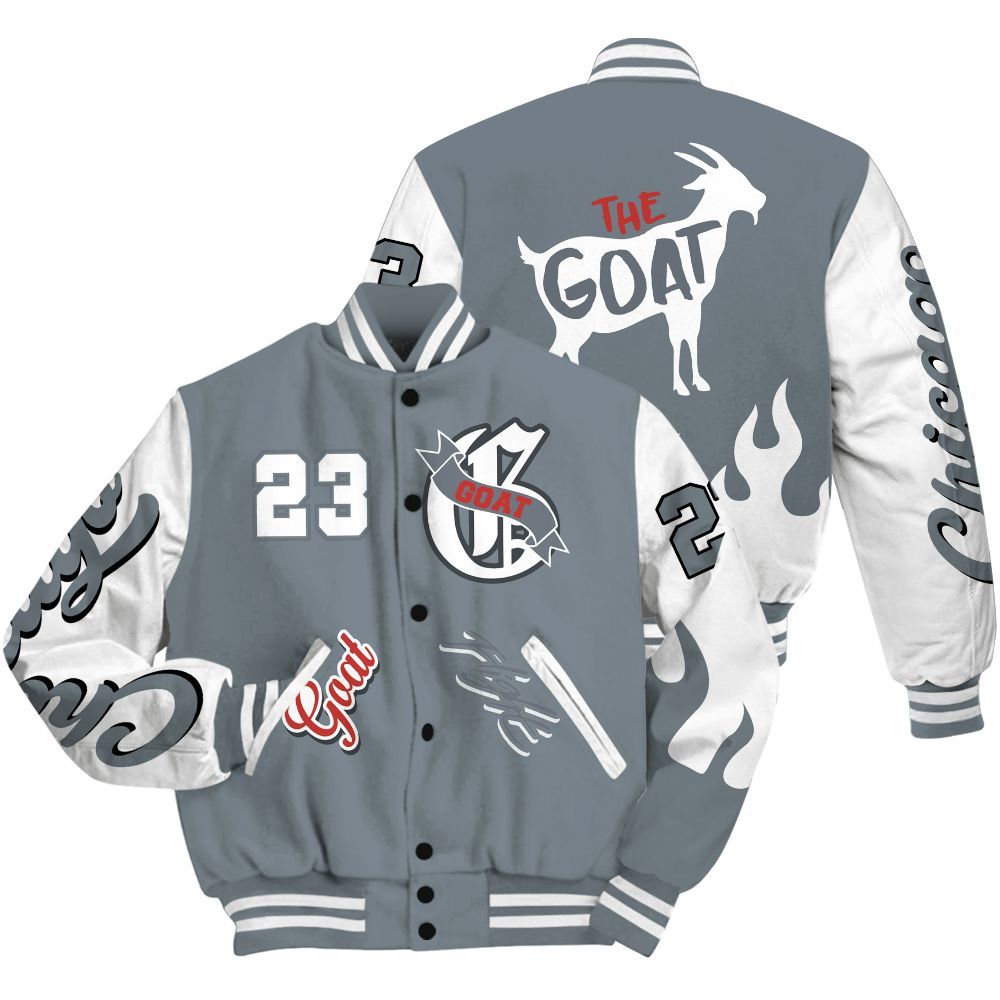 Varsity Jacket To Match Wolf Grey 13s - The G.O.A.T Flight Streetwear All Over Print