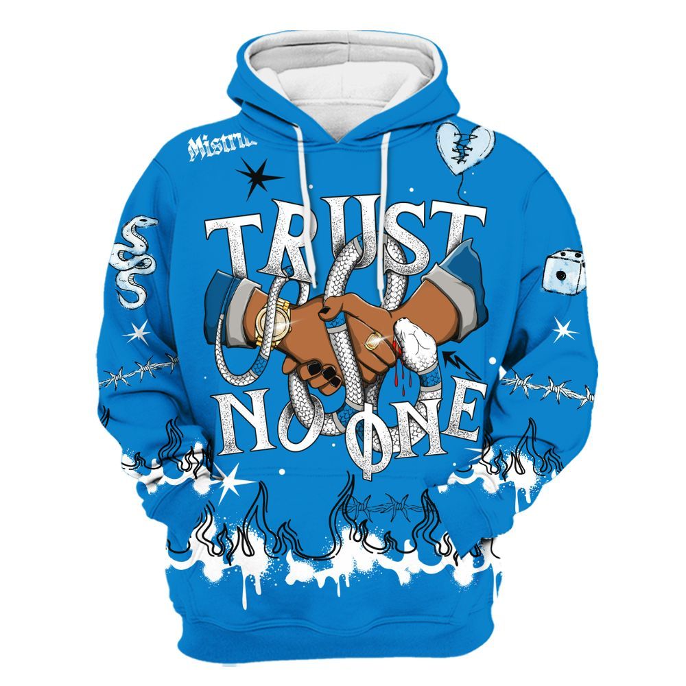 Hoodie To Match Industrial Blue 4s - Trust No One Snake-Bite Doodle Crayon All Over Print