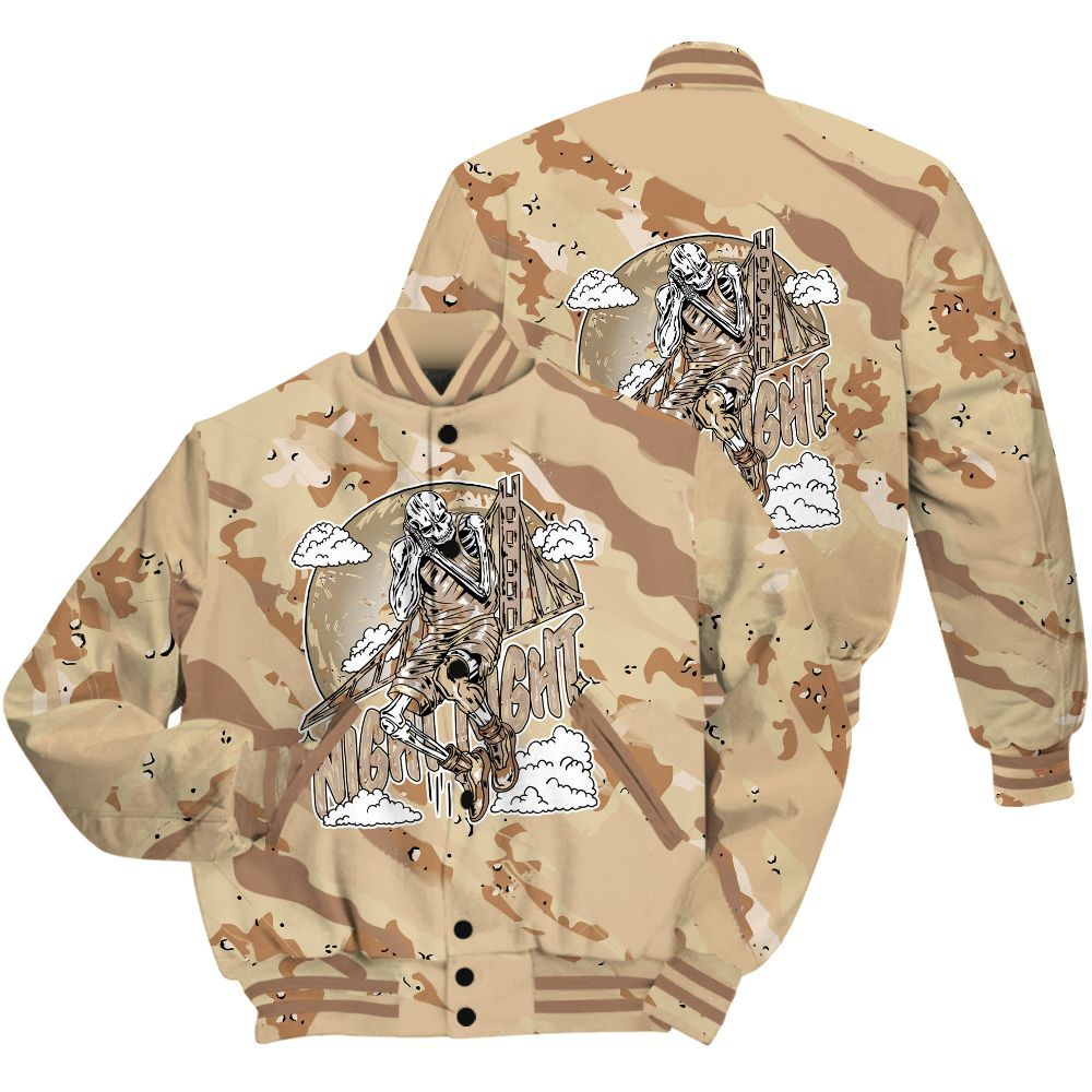 Varsity Jacket To Match Desert Camo 3s Shirt - Seeya Skeleton Colored All Over Print